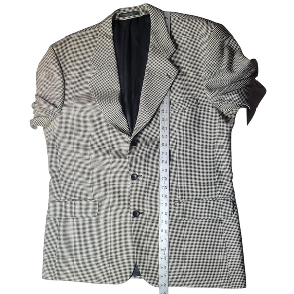 Vtg FIORI 46R Sport Coat Silk Wool Houndstooth Tan Black Canada 90s Flaw - Picture 6 of 14